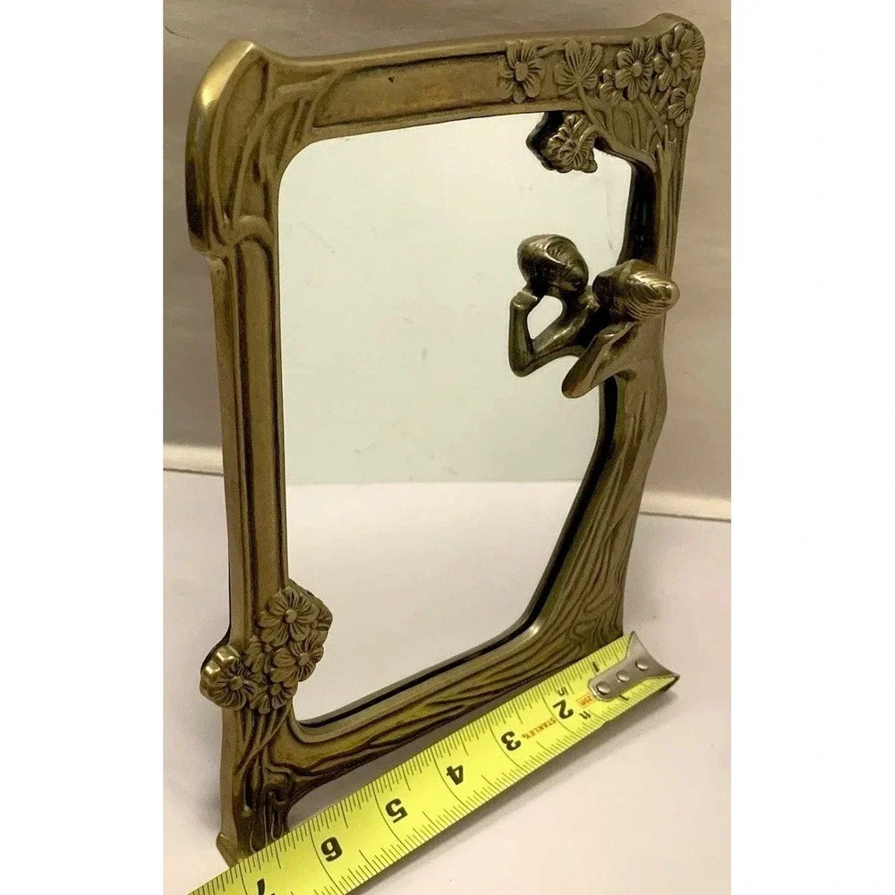 VTG Mirror Brass Framed Art Deco French Country Hollywood Regency Gold Estate